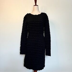 Versona Black long sleeve bubble knit midi dress size small